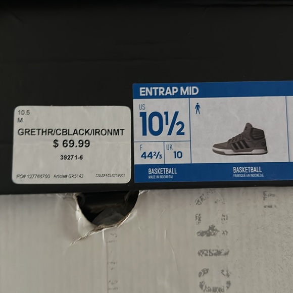 Adidas Entrap Mid Size 10.5 Gray Men’s New In Box - Picture 6 of 6